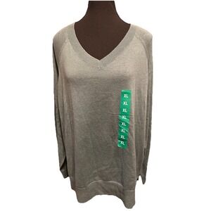 NWT Lucky Brand Women's Sea Glass V Neck Sweater Soft Comfy L/S Size XL